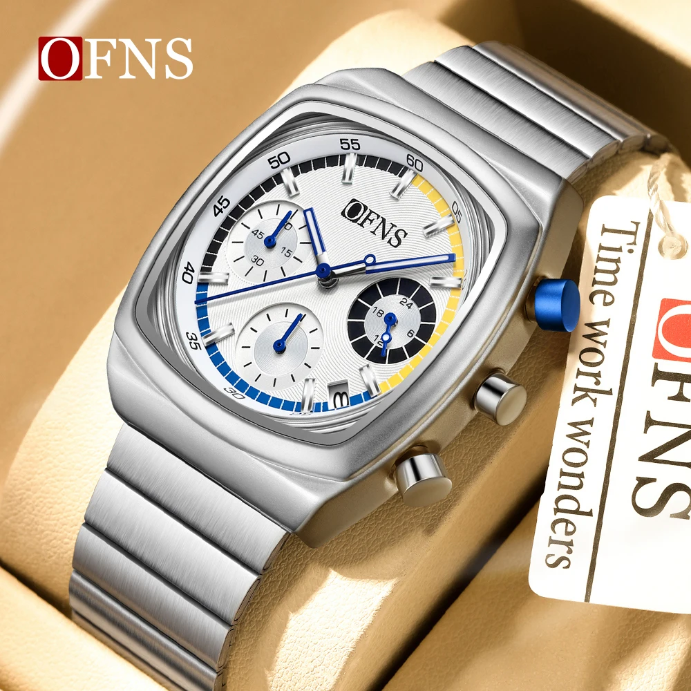 Luxury Watch On Sale - นาฬิกาข้อมือควอตซ์ซิลิโคนสปอร์ตหรู OFNS 1635 ตัวเรือนเหล็กผสมไม้ไผ่ สำหรับผู้ชาย ธุรกิจ