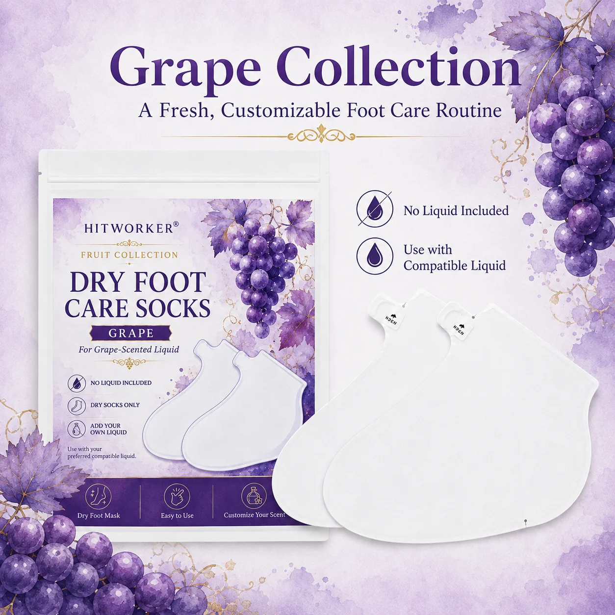 Hitworker Foot Mask Socks,Dry Foot Care Socks Customize Your Scent for DIY Foot Treatment Home Foot Spa,1/2 Pairs