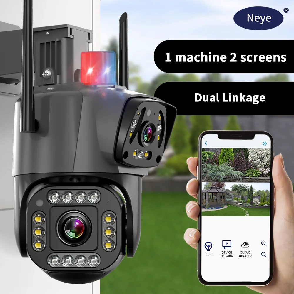 Imagem -01 - Câmera ip de Tela Dupla ao ar Livre Rastreamento Automático ai Cctv Lente Dupla 8mp 4k Ptz Wifi camera ip de tela dupla ao ar livre rastreamento automatico ai cctv lente dupla 8mp 4k ptz wifi 01