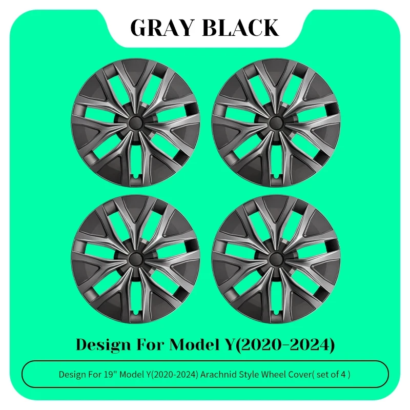 TSLLUG 4Pcs 19 Inch 38th Arachnid Style Wheel Hub Caps Fit Model Y 2020-2024 Gemini Light Wheels EV Exterior Accessories