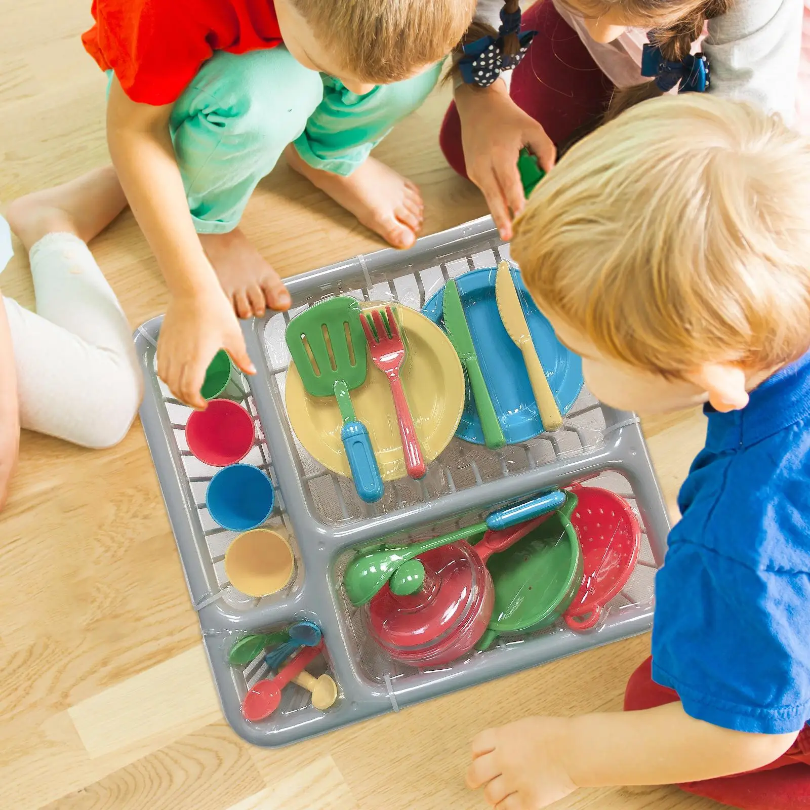 Juego de utensilios de cocina para niños de 28 piezas, juego de simulación, juguetes de cocina realistas para niños y niñas