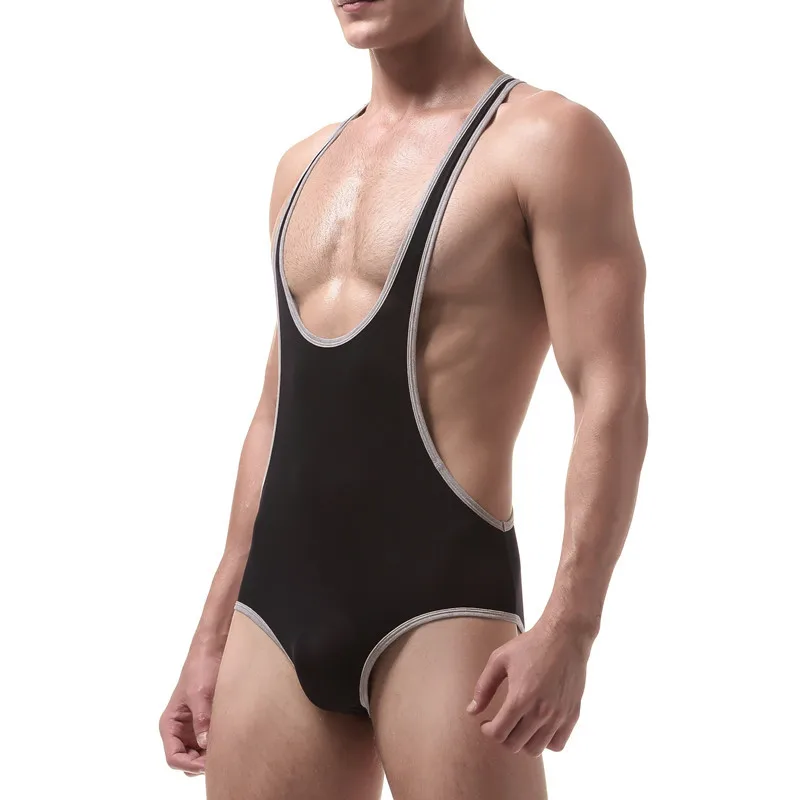 Sexy Men Bodysuits Thongs Fetish Transparent Mesh Penis Pouch Jumpsuits Leotard Teddies Undershirts Lingerie Bodywear Catsuits