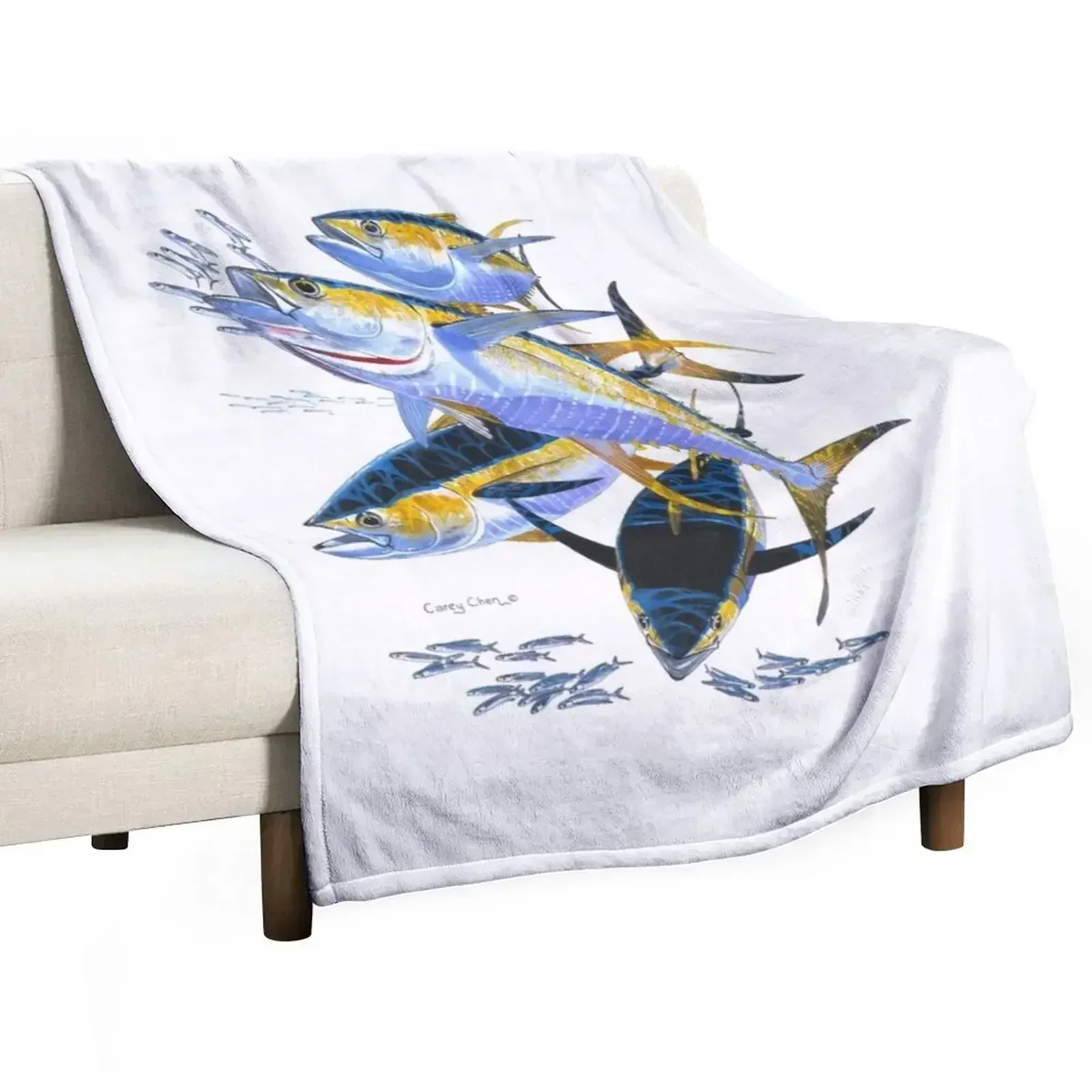 Yellowfin tuna Throw Blanket Thins Kid'S Soft Big Stuffeds Shaggy Single Blankets