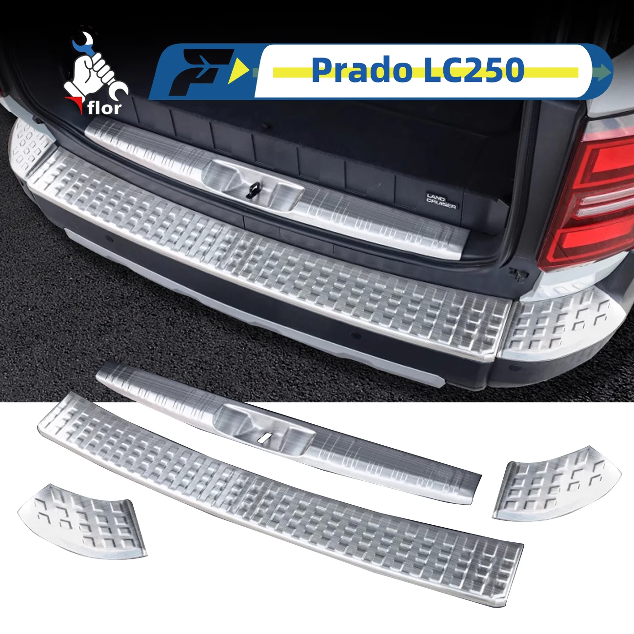 For Toyota Prado LC250 2024 Car Tailgate Sill Cover Scuff Plate Strip Guard Protection Tail Door Guard Board Threshold Accessory