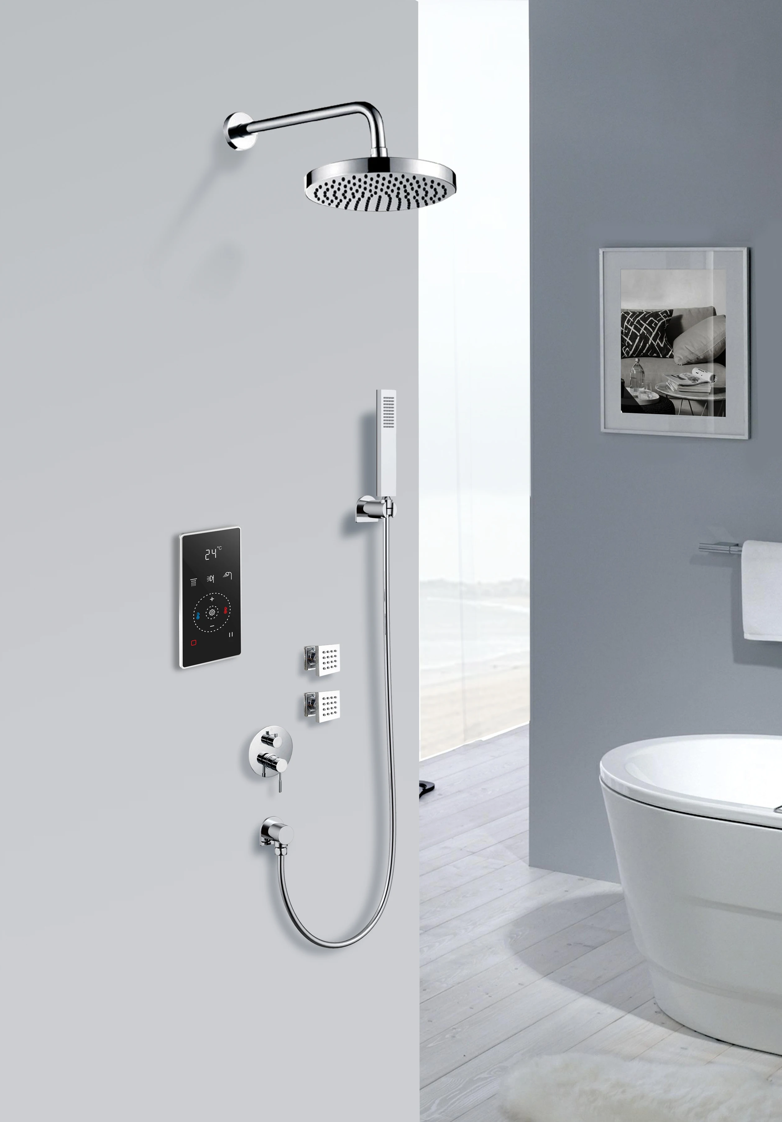 Sundream حوض الاستحمام الحنفية H206B1 ترموستات رقمي مرشحات رأس الدش وحدة تحكم الدش