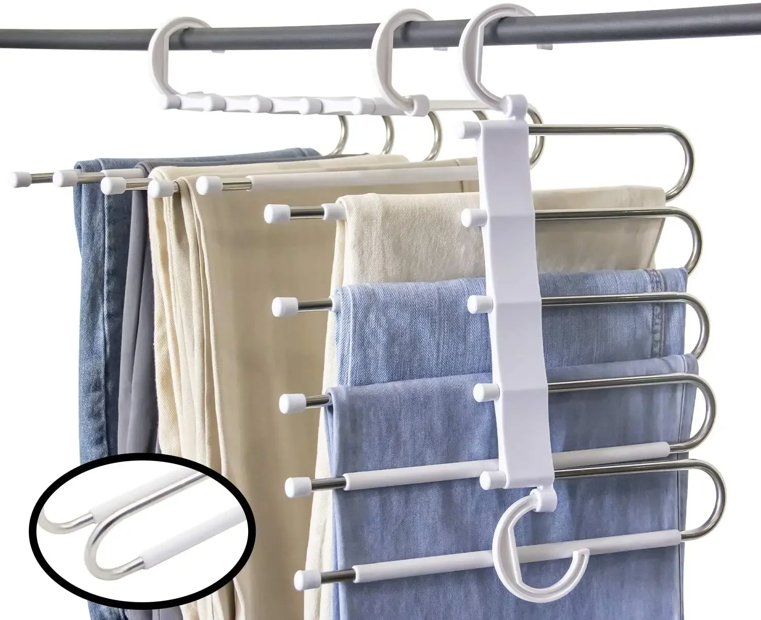 

Multi Functional Pants Hanger Space Saving Magic Clothing Racks for Closet Organizer For Jeans Scarf Trouser Tie Towel 5 Layers