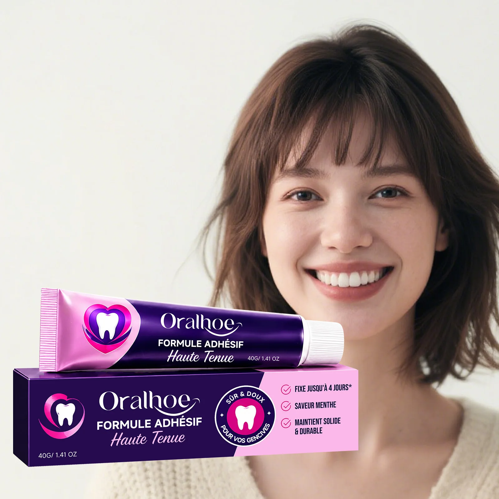 ORALHOE Denture Adhesive Kit - Long Lasting Secure Hold Easy Apply Comfort Fit Portable Oral Care for Daily Use