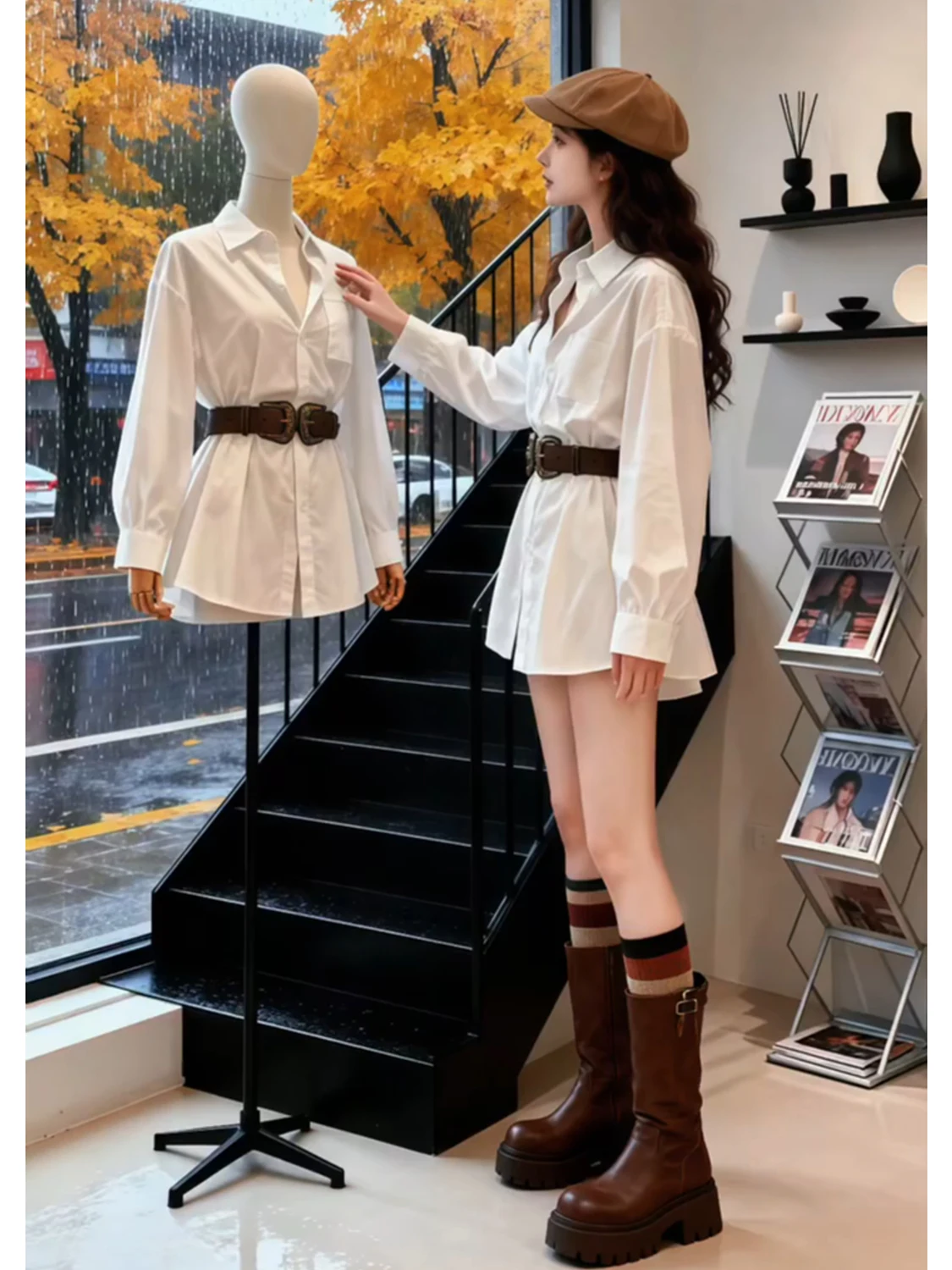 

Белая женская рубашка с длинным рукавом, свободного кроя, с защитой от солнца, в корейском стиле, модный кардиган из композитной ткани