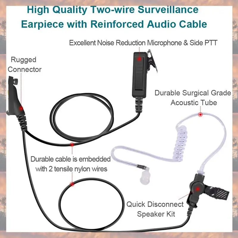 N75R-2X Earpiece Acoustic Tube Radio Ear Piece Two Way Headset With Mic For Motorola APX6000 APX4000 APX7000