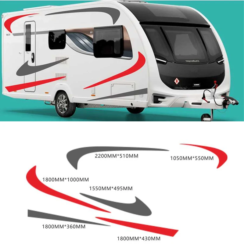 Two side Vinyl Graphics Kit Decals DIY Car Stickers For Camper RV Trailer Stripes Graphics