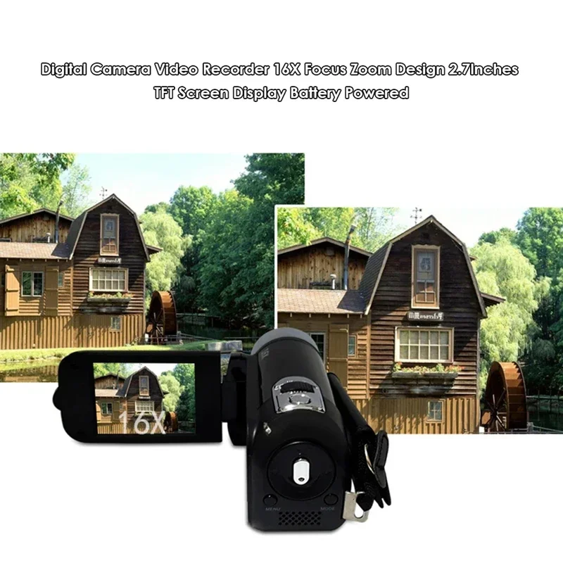 Câmera dv de 16mp, tela rotativa tft de 2,7 polegadas, zoom digital 16x, câmera de vídeo retrô com cabo usb, suporte para função de câmera noturna