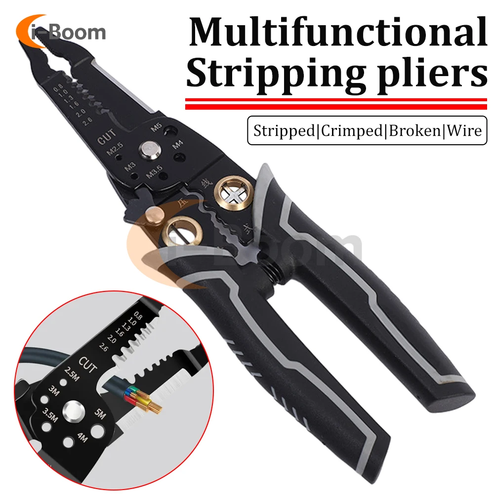 Multifunctional Wire Stripper Cable Insulation Rubber Ring Cutting Plier Crimping Pliers Scissor Hand Tool Electricians Special