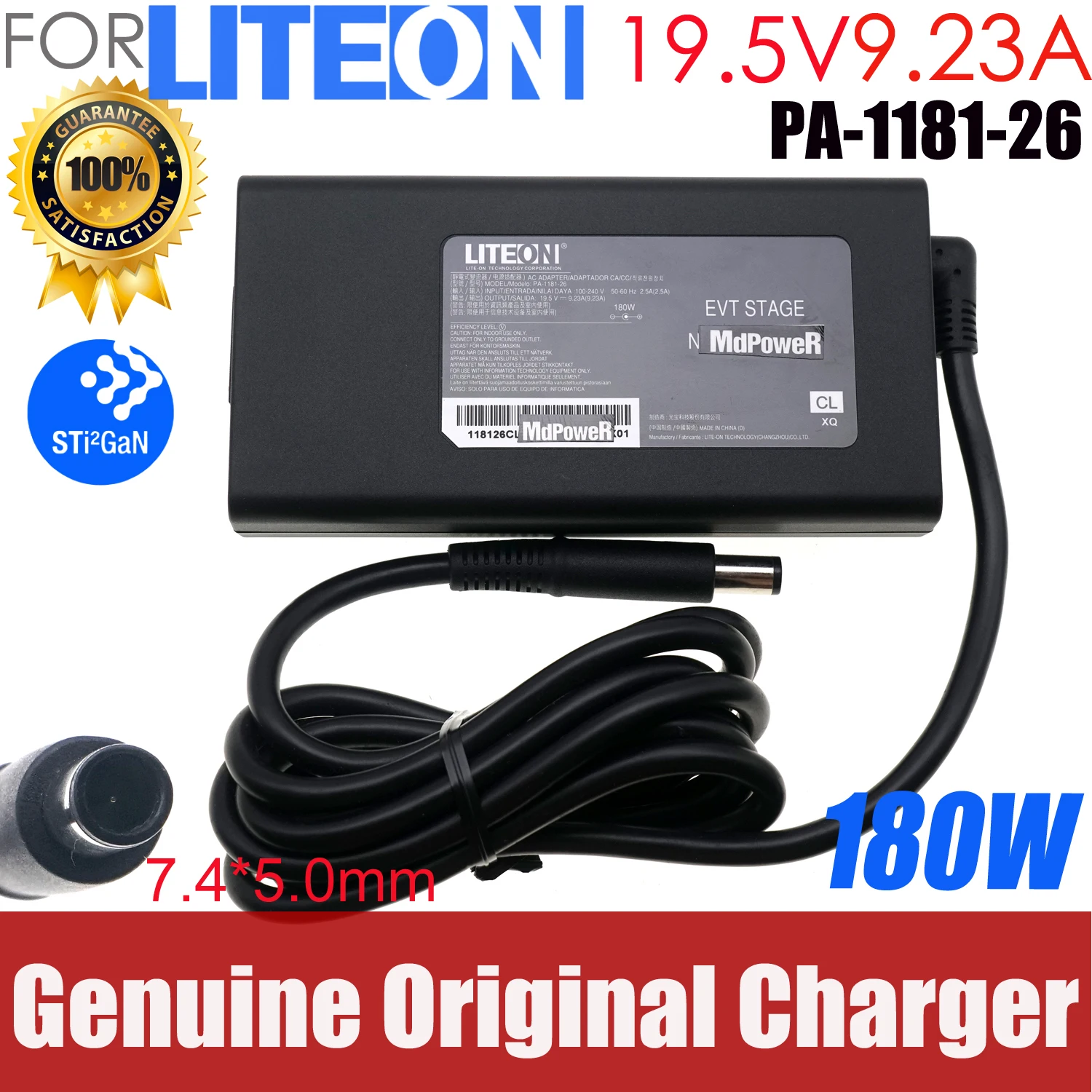 

Оригинальный адаптер переменного тока Liteon PA-1181-26 19,5 В 9,23 А 180 Вт Gan, блок питания 7,4*5,0 мм