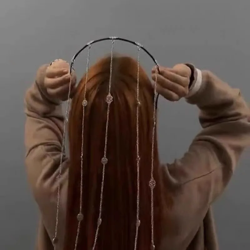 

Metal tassel waterfall headband head chain niche high-end hair accessories