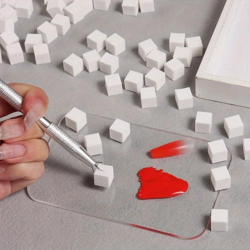 100 個ソフトネイルアートスポンジオンブルホワイトネイルスポンジ金属掴みペン付きグラデーションアークブラシアクセサリー用品