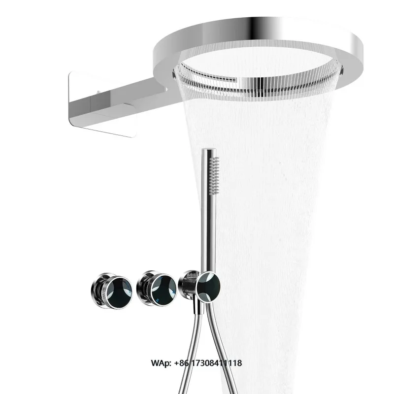 

Apartment Hot and Cold Brass Rain Shower Combo Set Chrome Wall Mounted Shower System
