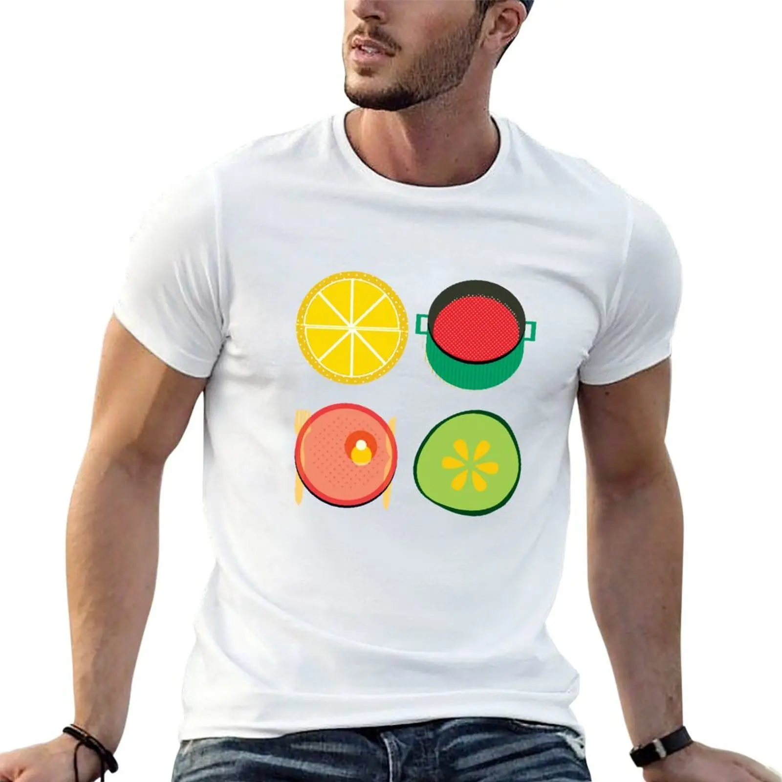 Wondercook Food Kitchen Pattern T-Shirt t shirts for man pack cotton t shirts for man cotton funny t shirts with prints T-shirt