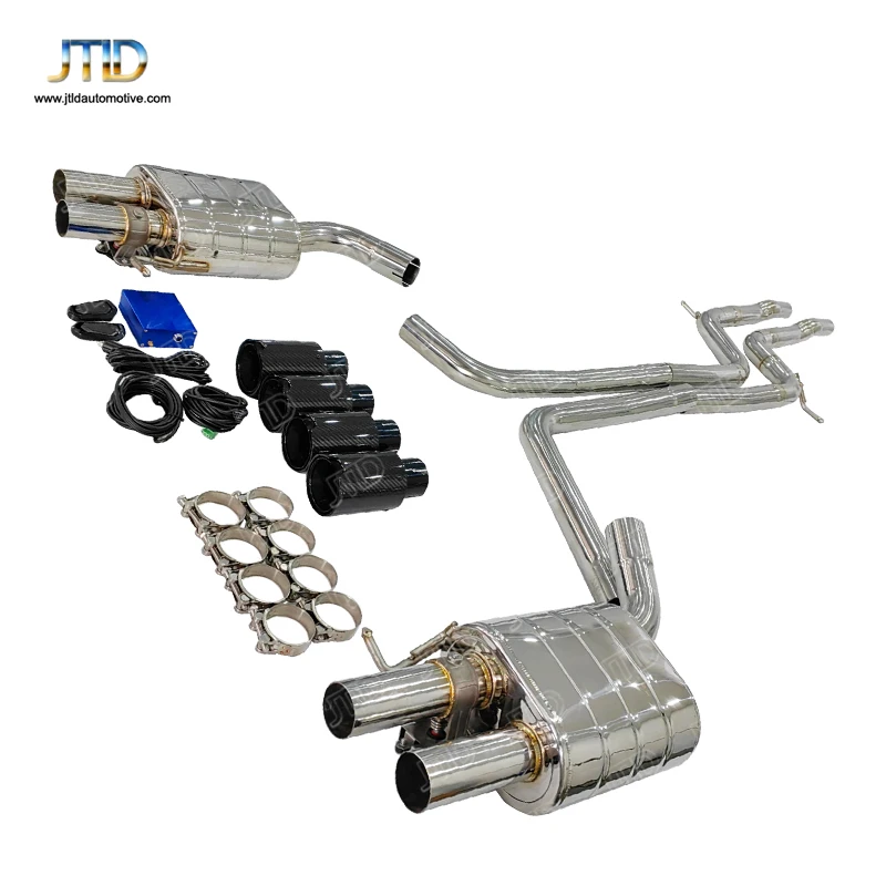 JTLD SS304 Car Catback Mid Tail Pipe Exhaust Pipe for  S5 B8 Stainless Steel Modified Sounds Muffler Vacuum Valve