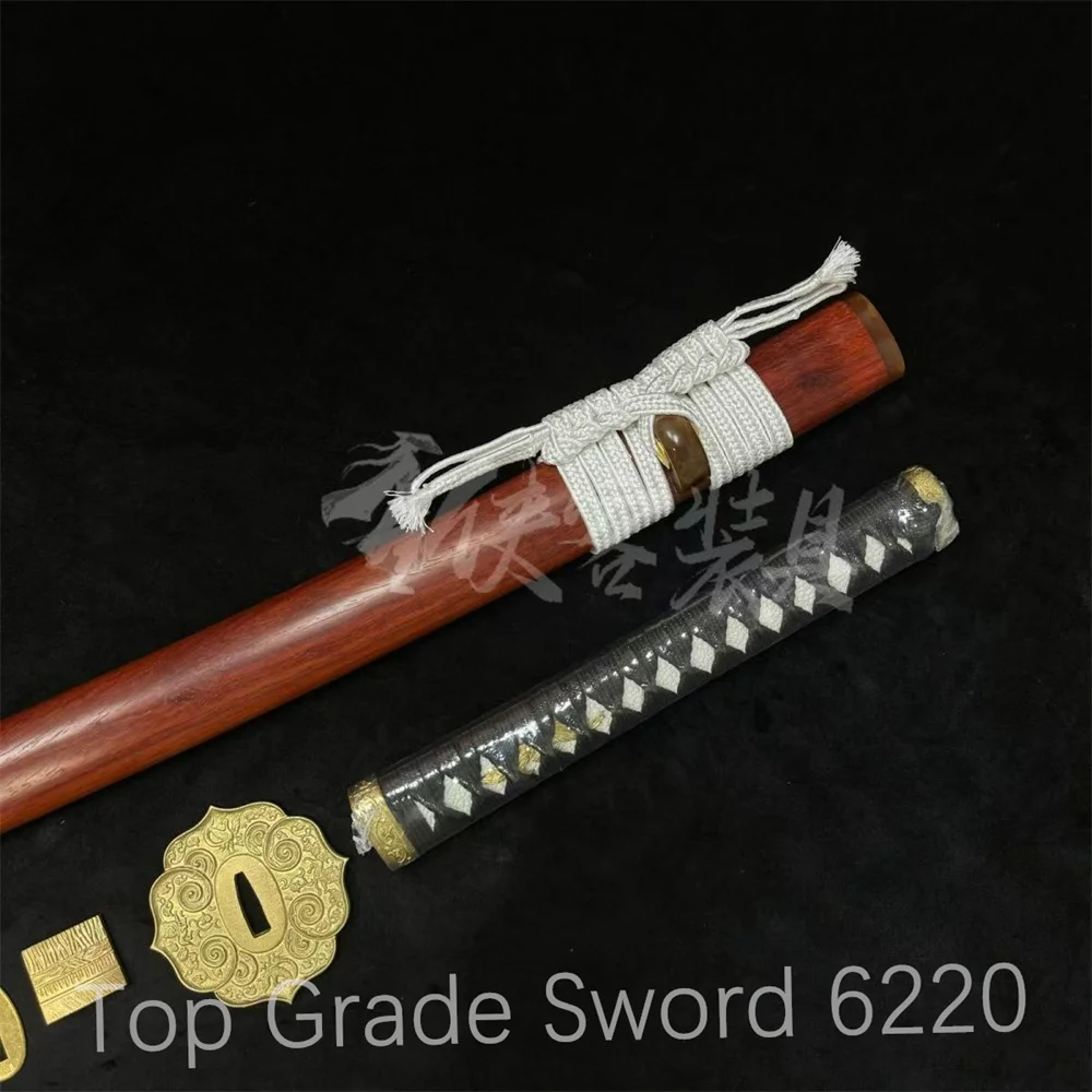 A Set Unique Tsuka Handle Brass Tsuba Handguard Habaki Seppa Redwood Sheath For Real Samurai Katana Wakizashi Sword Parts