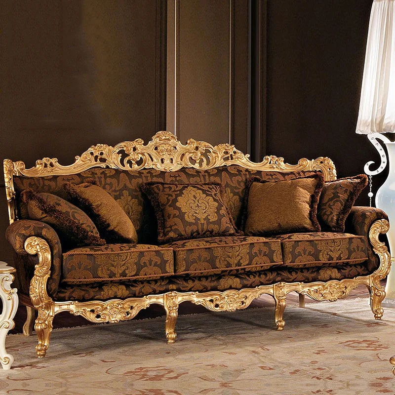 Gold sofa European luxury living room sofa Modern simple classical high-end villa sofa