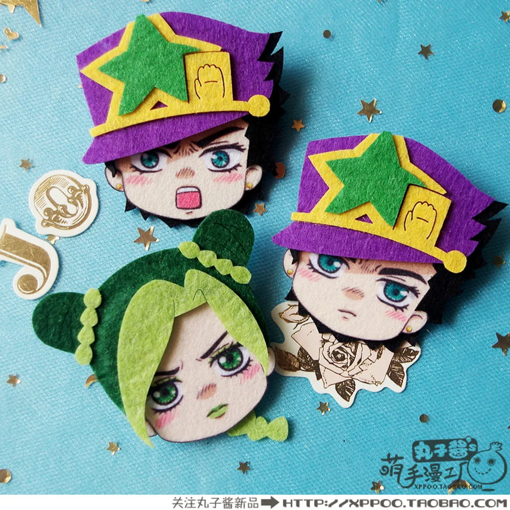 Anime Jojo's Bizarre Adventure Jolyne Kujo Jotaro Cosplay Non-Woven Fabrics Brooch Clips Hair Accessories