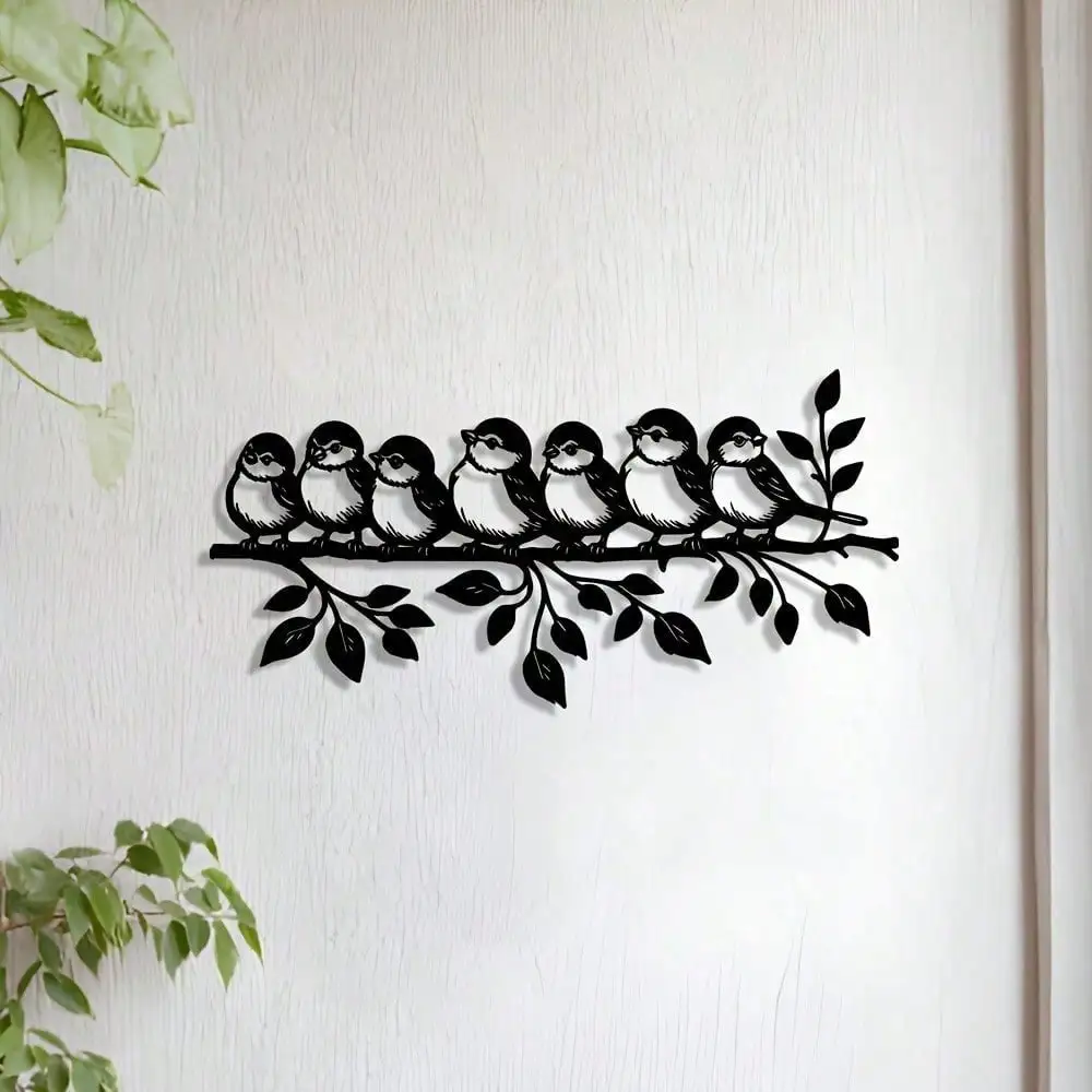 Vintage Iron Wall Art Decor Fade Resistant Black Bird Sculpture Art Ornament for Home Garden Living Room Decoration