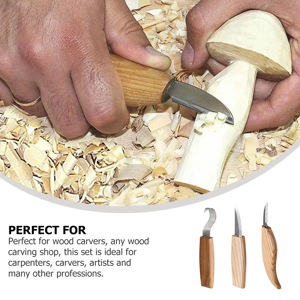 

3Pcs Woodworking Tool Kit Sharp Cutters Manually Polished Durable Use Ideal for Wood Carving Shops Artisans Carving Knives Tool