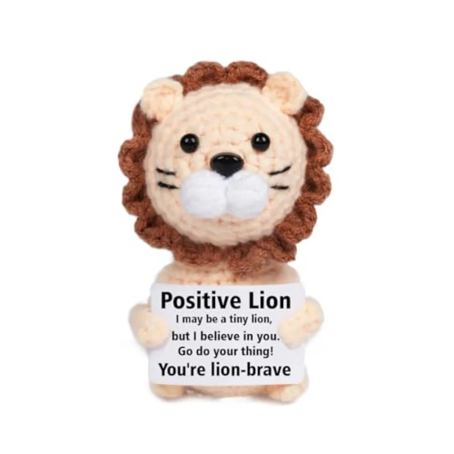 Positive Lion Crochet Animals Gifts Funny Emotional Inspirational Support Cheer Up for Teen Coworkers Girl Boy Women Men Encour