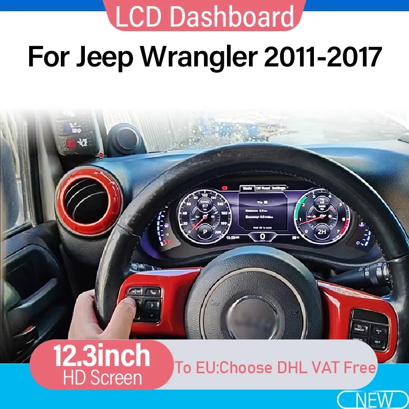 Dashboard Panel Counter Digital Virtual Instrument Cluster CockPit LCD Speedometer For Jeep Wrangler 2011 - 2017