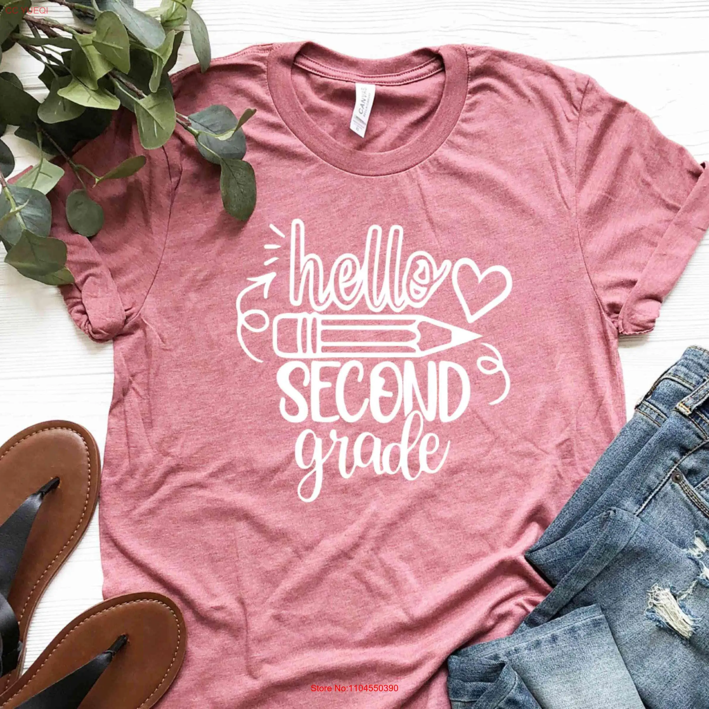hello second grade shirt T first day of school back to announcement tee long or short sleeves