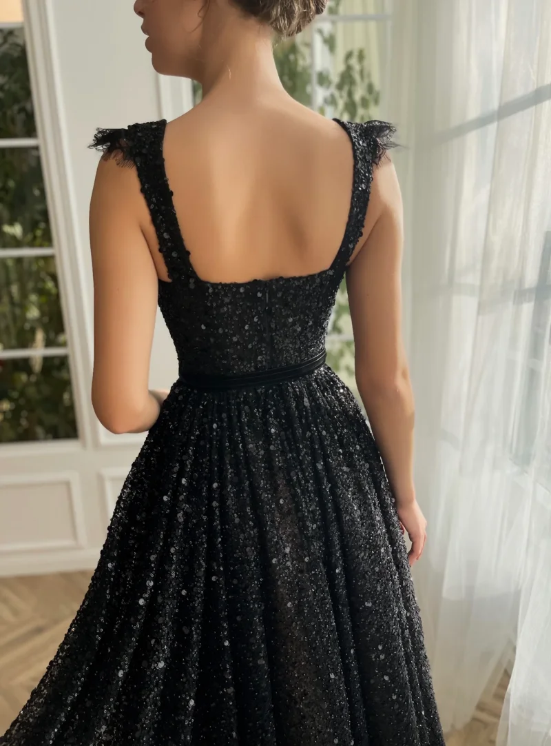 15194# Luxury Shimmering Sequined Lace Spaghetti Straps Wedding Gown Birthday Party Dress Customized Women Prom Evening Dress