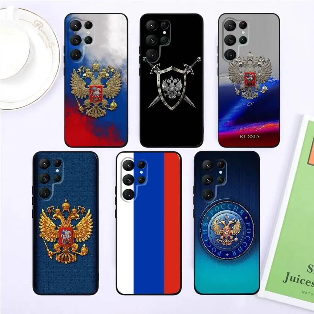 

Russian Flag Phone Case For Samsung S25,S24,S23,22,21,Ultra,Pro,S10,S30Plus,20lite Black Cover