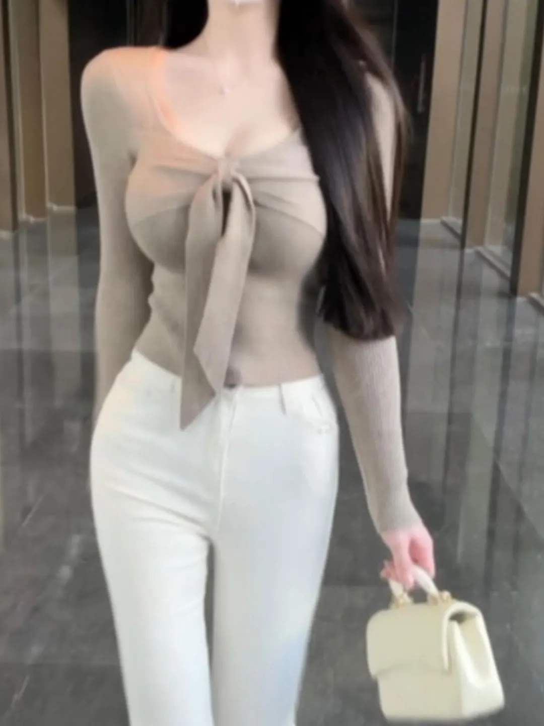 

Нежный вязаный свитер с длинным светом в стиле ретро, облегающий крой, красивый уникальный зимний модный женский трикотаж премиум-класса