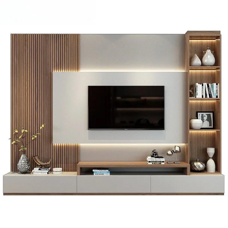 Moderne TV-Schränke aus Holz für das Wohnzimmer mit Aufbewahrungsschrank, TV-Ständer