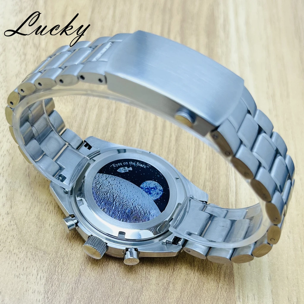39.7mm Men's Watches Gold Bezel Speedmaster Case Suitable For Omga VK64 VK63 Quartz Movement Parts Accessories Suitable image 6