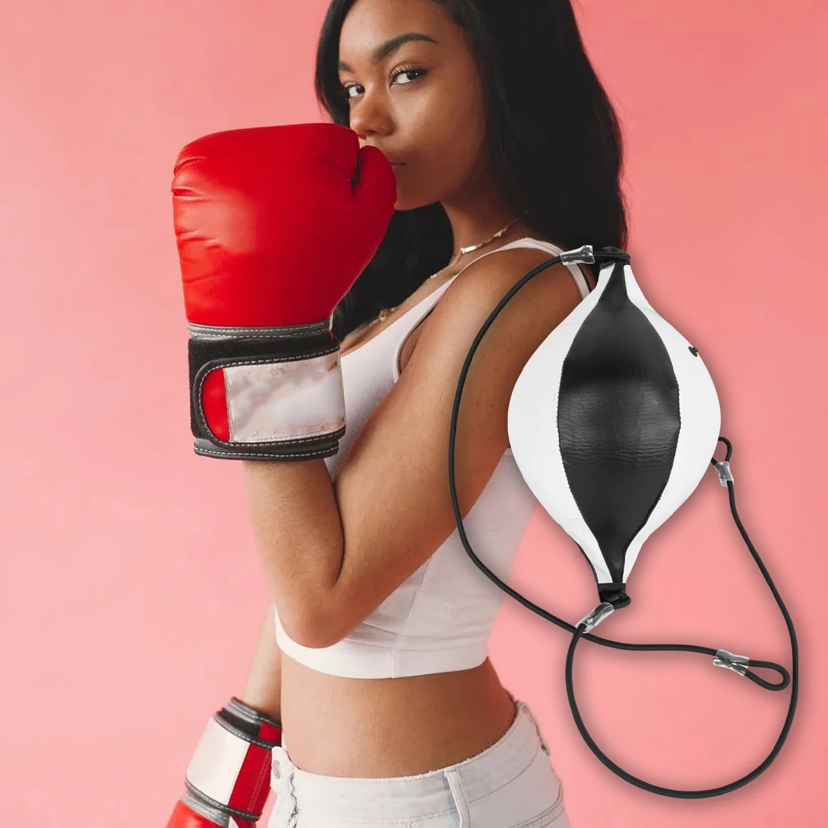 

Hanging Boxing Ball Inflatable Gym Cord Bag Pear Shape Punching Double Head Child Reflexes Coordination Fitness Club Use