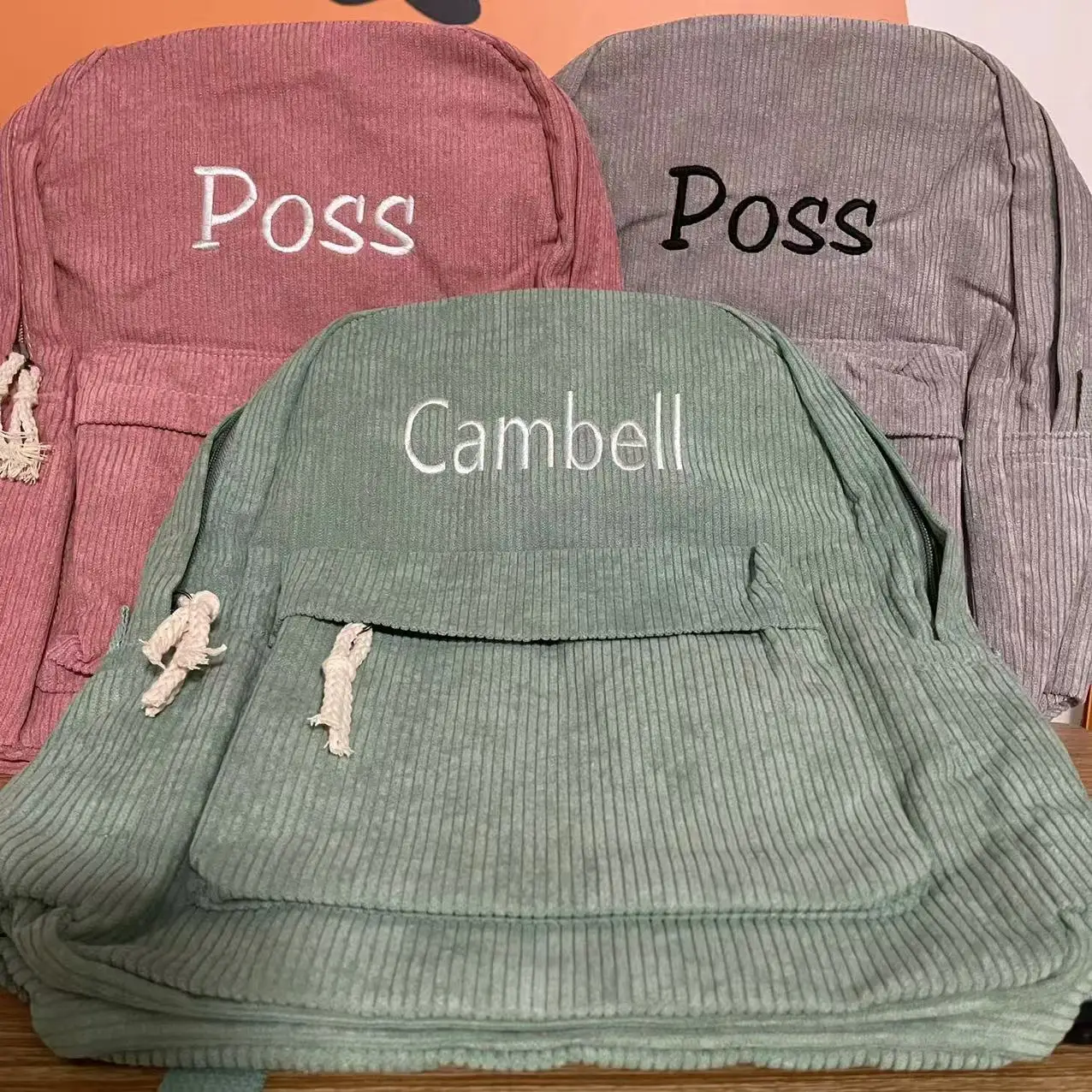 Personalized Kids Backpack, Embroidered Corduroy Backpack,Back to School, Kid name backpack,school bag college,toddler,with name