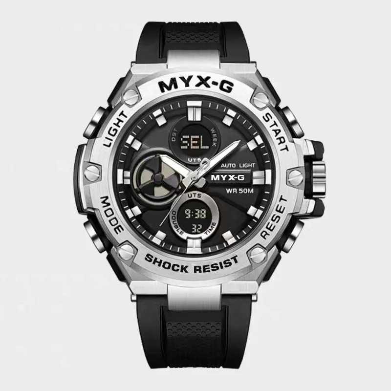 Watch For Men Large Dial Outdoor Sports Dual Display Waterproof Clock Hand Light Alarm Clock  Sports Men Watch Reloj Hombre