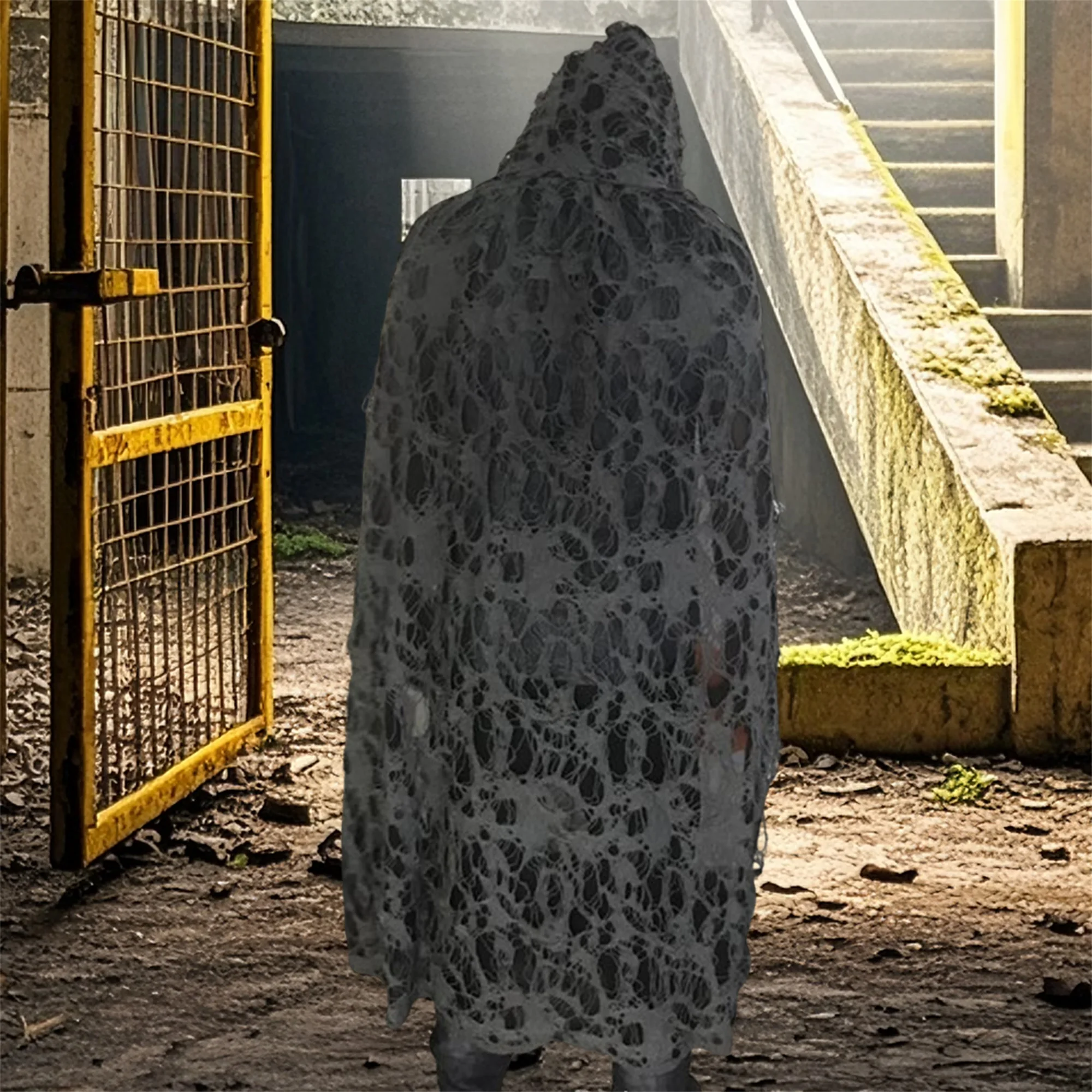 

Men s Halloween Hooded Cloak Gothic Style Tattered Long Cape for Cosplay and Stage Performances Dark and Mysterious Costume