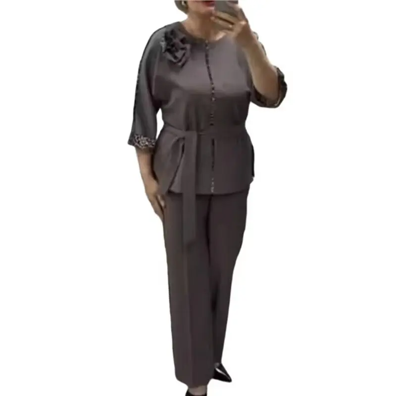 

CYL-Women's Dressy Casual Zip Blouse, 3/4 Sleeve Work Business Peplum Tops For Office