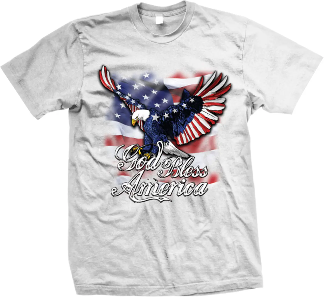 God Bless America. Patriotic American Flag Bald Eagle T-Shirt 100% Cotton O-Neck Short Sleeve Casual Mens T-shirt Size S-3XL