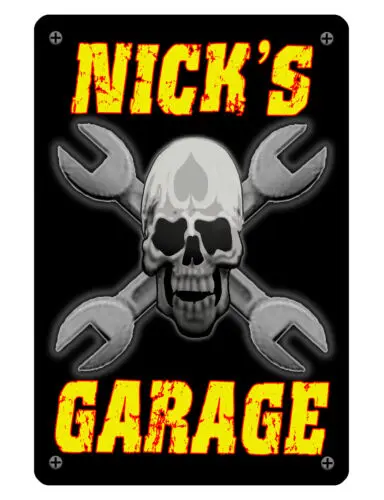 

Personalized GARAGE Sign Printed with YOUR NAME.Custom Quality Sign SKULL WD#210