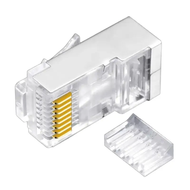 Modular Plugs UTP Includes Plastic Insert Loading Bar For RJ45 CAT6  Wires Distribution - Three Prongs Blade