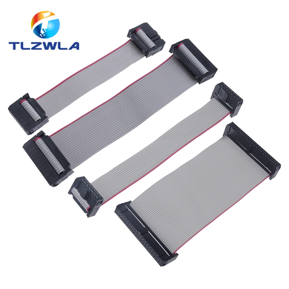 1PCS 2.54mm Pitch JTAG ISP Gray Flat Ribbon Data Cable FC-6/8/10/12/14/16/18/20/24/26/30/34/40/50 Pin FOR DC3 F/F IDC Box Header