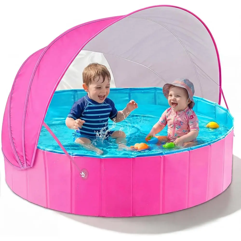 

Надувной детский бассейн с тентом от солнца, 40 дюймов, для детей и домашних животных - идеально подходит для игр в воде на заднем дворе