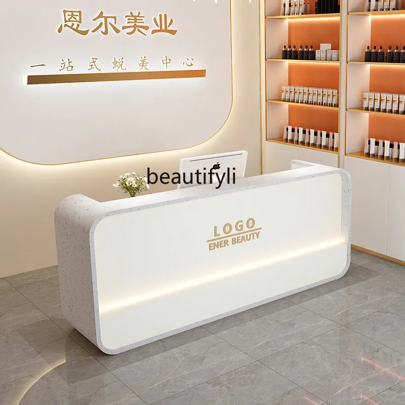 Clothing Store Small Bar Arc Reception Corner Nail Beauty Salon Company Front Desk Simple Ins Style