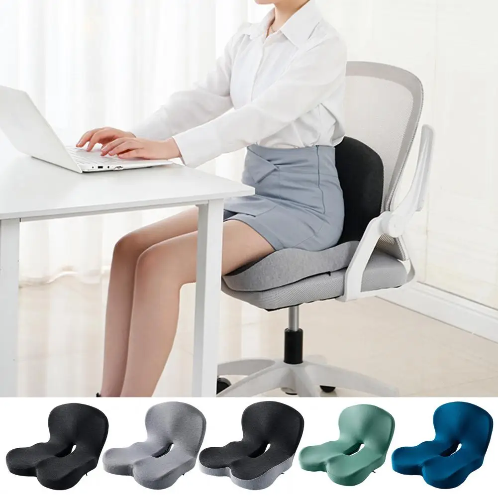 Seat Cushion Anti-Slip Bottom Design Pressure-Reducing Hip Waist Support Memory Foam L-Shaped Integrated Office Chair Seat Cushi