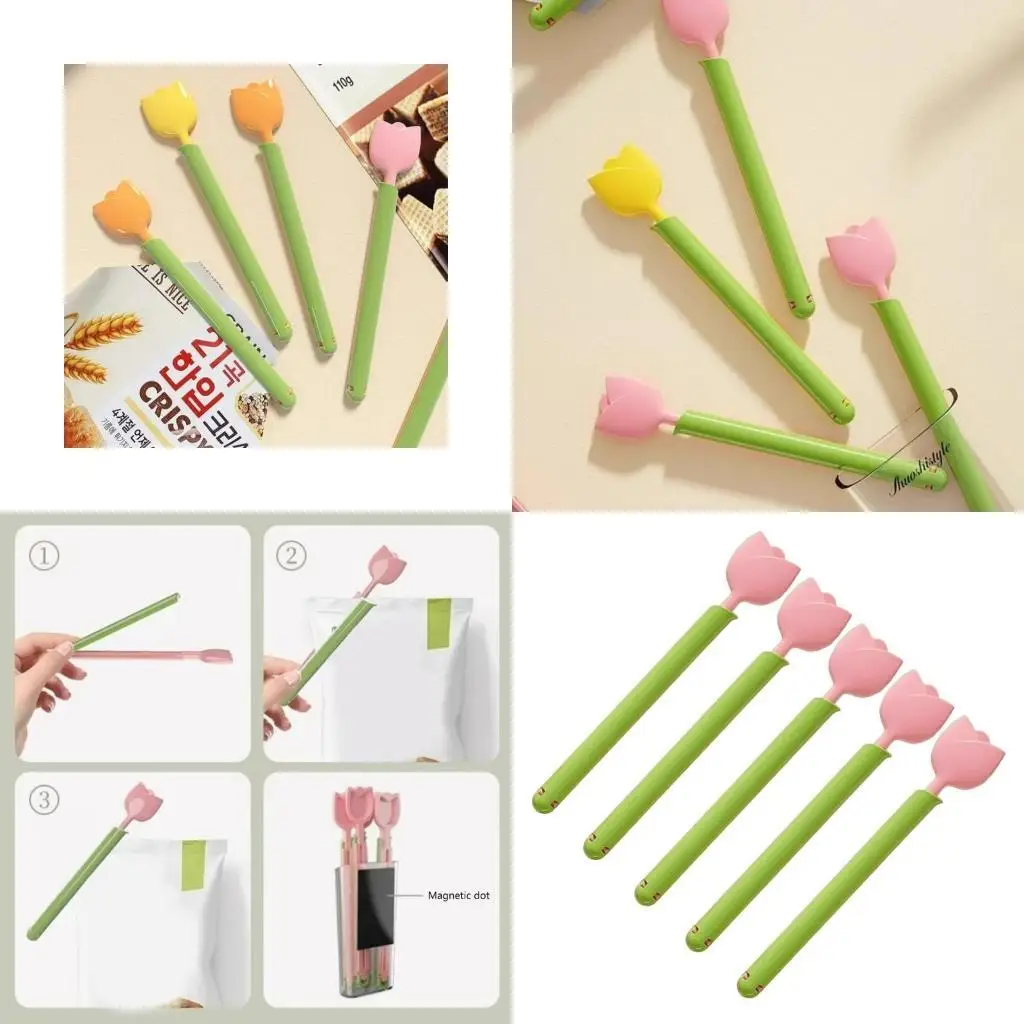 

G6KF 5pcs Tulips Sealing Clip With Storage Box Organization
