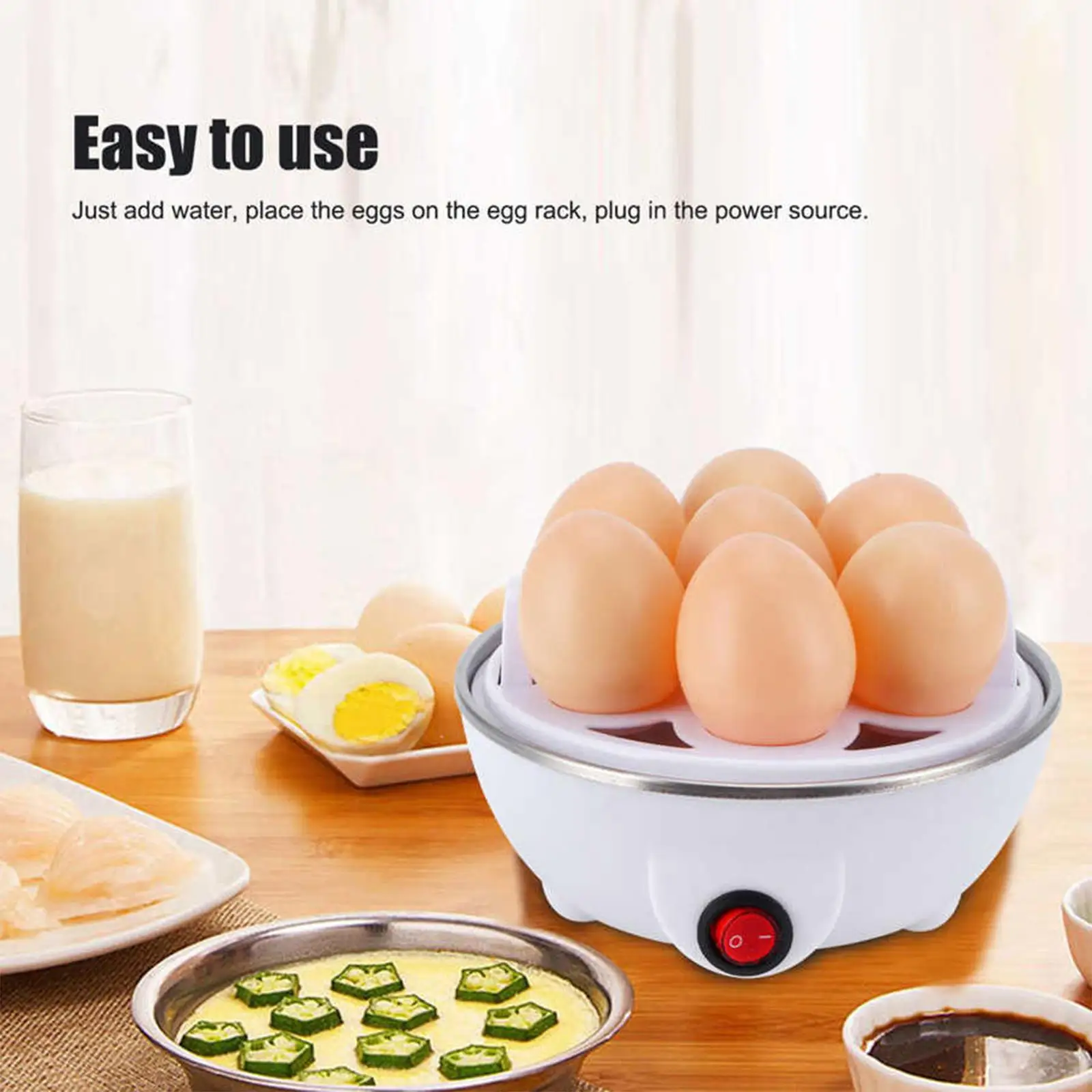 Egg Cooker 220V EU Plug Hard Boiled Multifunction Steaming Egg Reusable High Temperature Steamer Anti Slip Base Egg Boiler