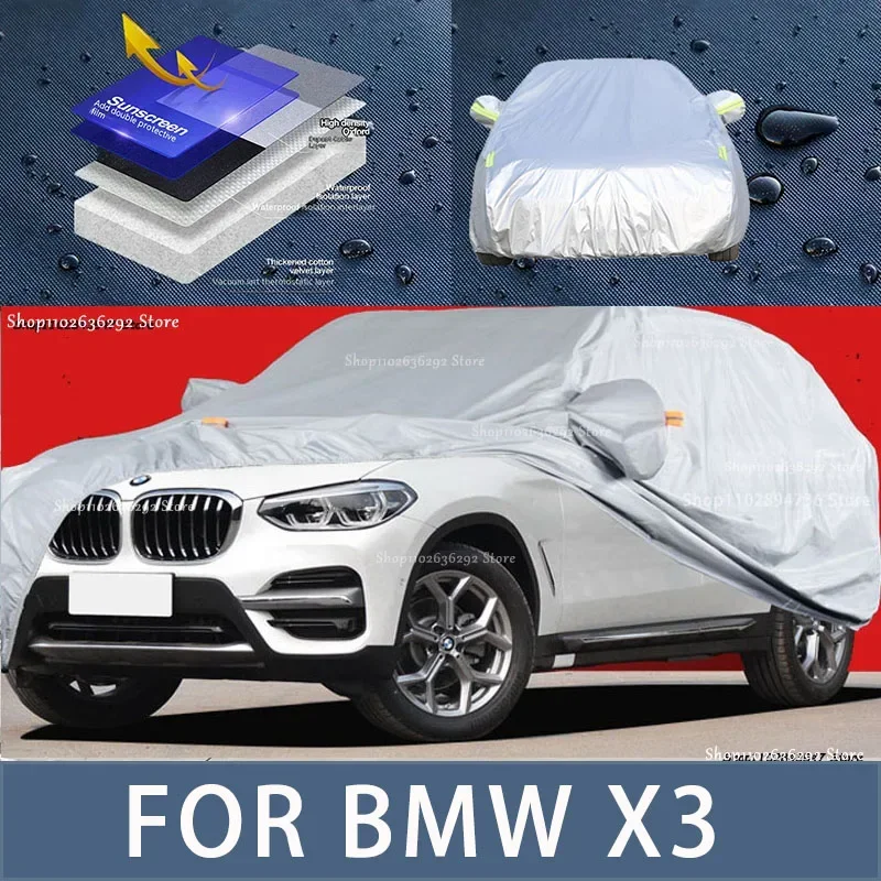 

Наружная защита для BMW X3, полные автомобильные Чехлы, снежный чехол, Солнцезащитный водонепроницаемый пыленепроницаемый внешний автомобильный аксессуар